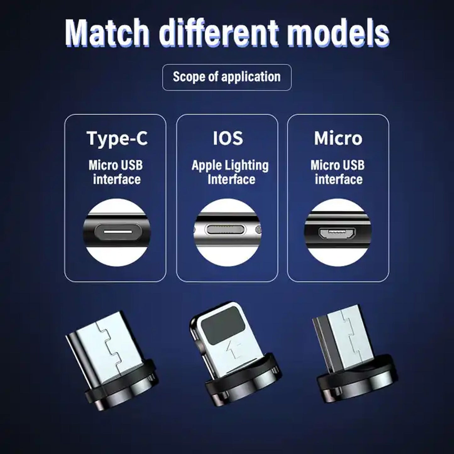 3 in 1 LED Lights Fast Magnetic Charging Cable- Assorted